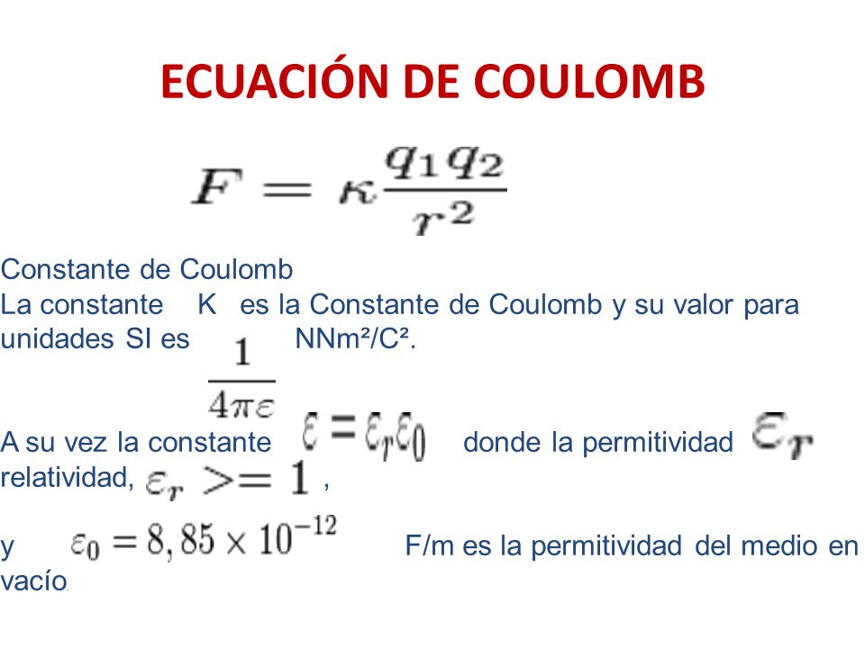 ECUACIÓN DE COULOMB Constante de Coulomb