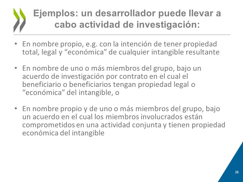 Ejemplos: un desarrollador puede llevar a cabo actividad de investigación: