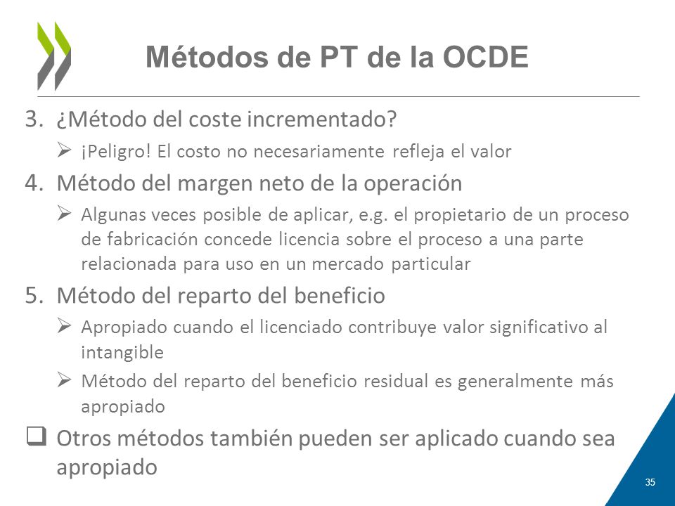 Métodos de PT de la OCDE ¿Método del coste incrementado