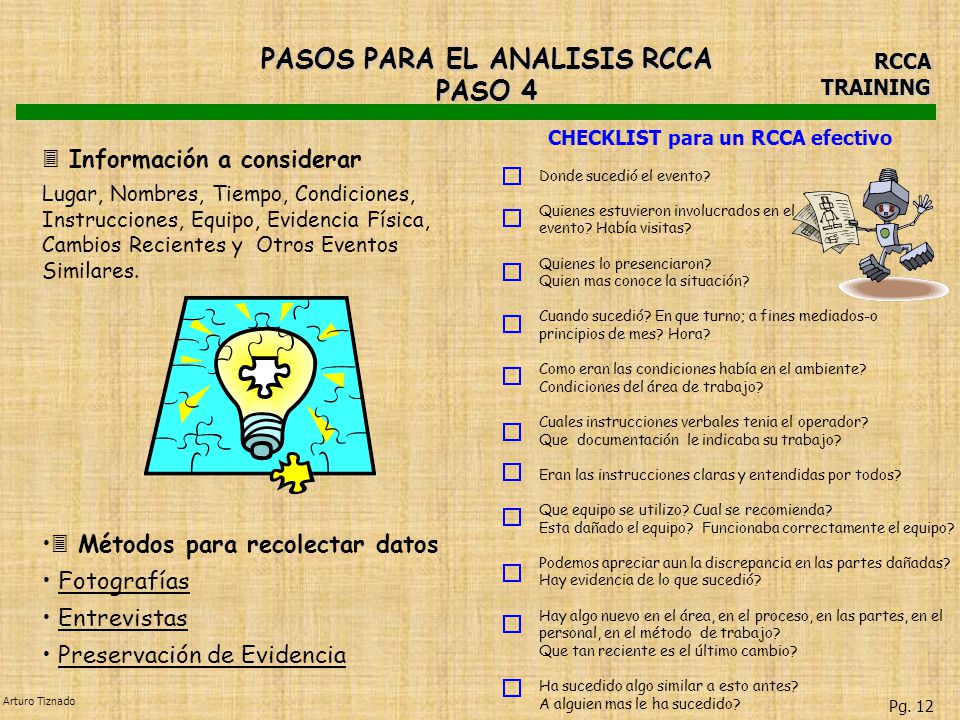 PASOS PARA EL ANALISIS RCCA CHECKLIST para un RCCA efectivo