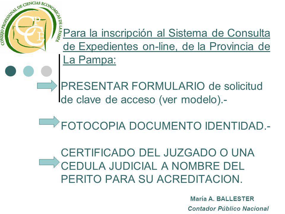 Para la inscripción al Sistema de Consulta de Expedientes on-line, de la Provincia de La Pampa: