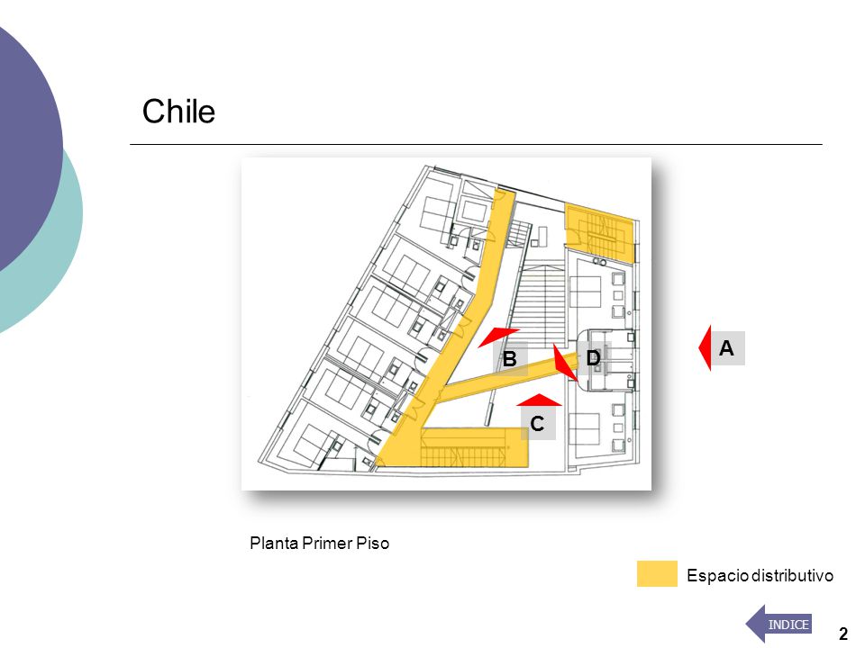 Chile A B D C Planta Primer Piso Espacio distributivo INDICE 2