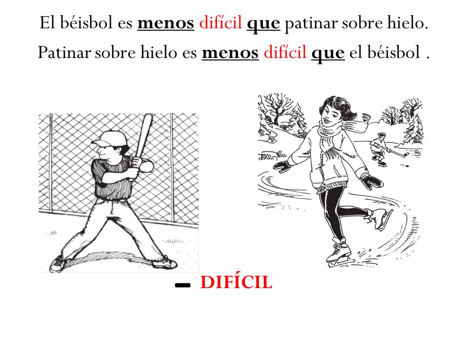 - El béisbol es menos difícil que patinar sobre hielo.