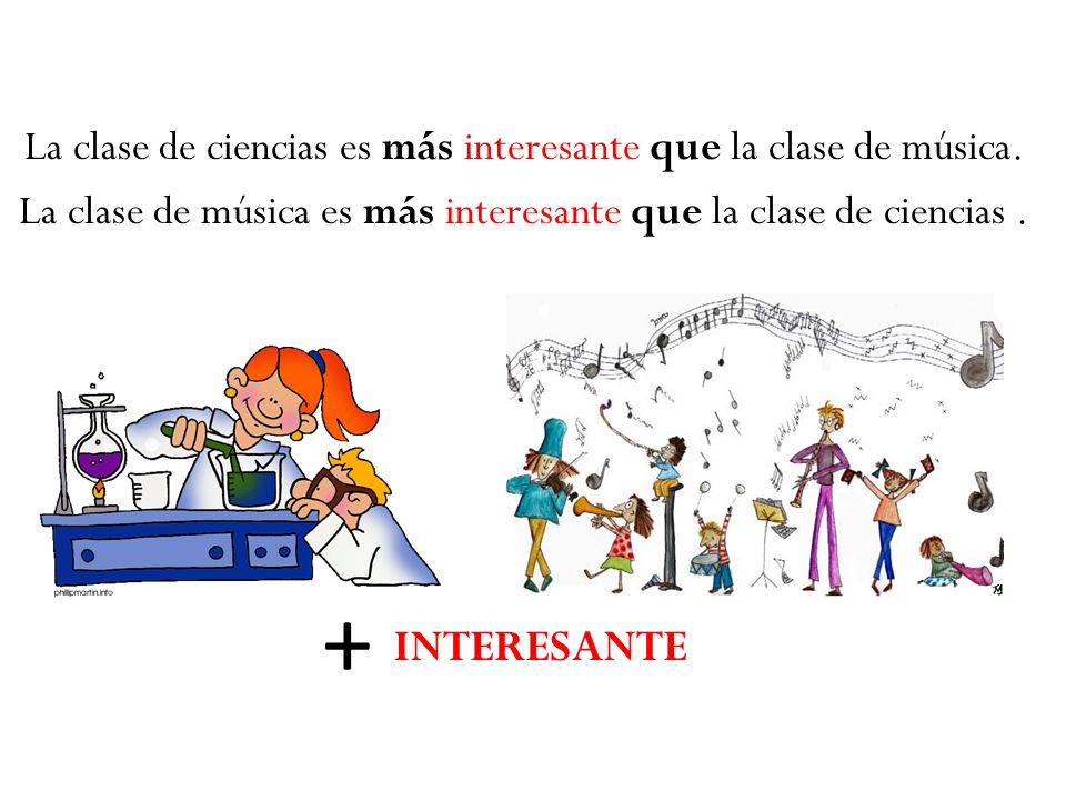 La clase de ciencias es más interesante que la clase de música