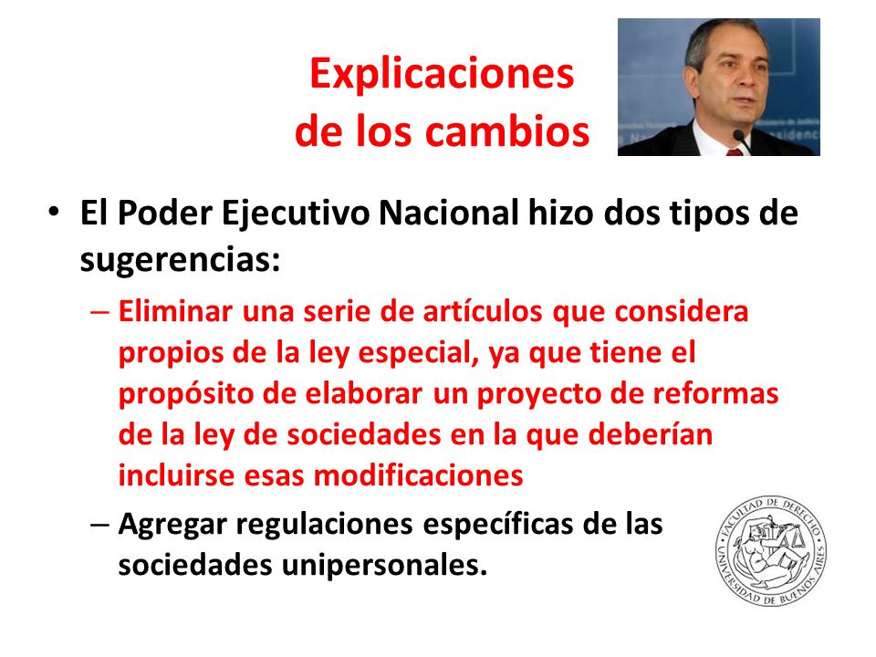 Explicaciones de los cambios