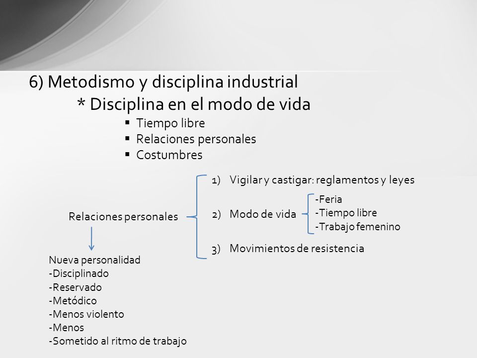 6) Metodismo y disciplina industrial * Disciplina en el modo de vida