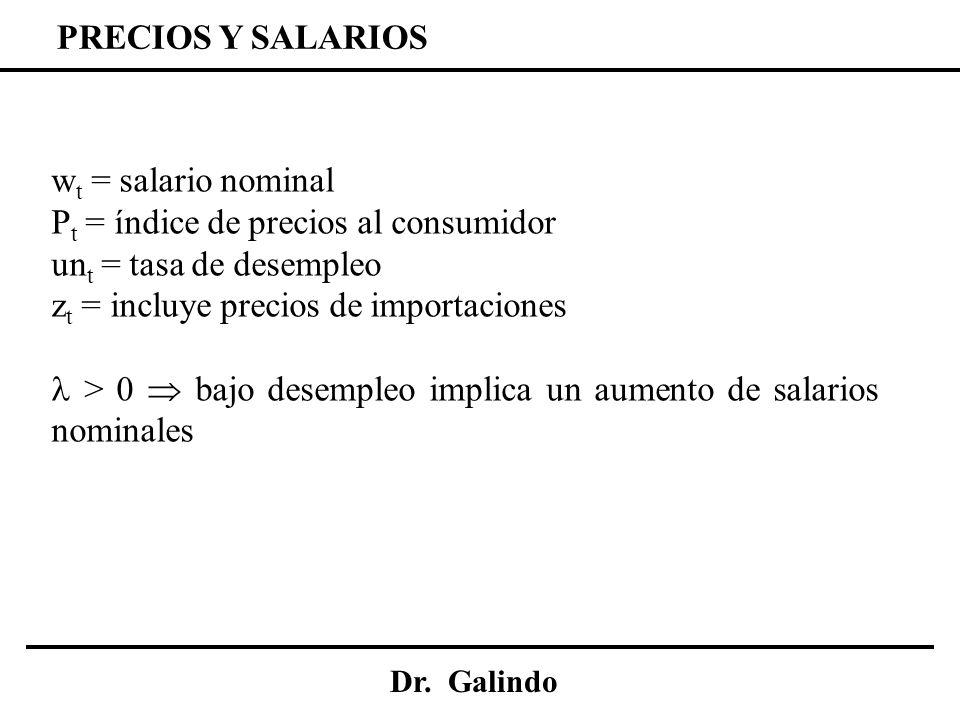 Pt = índice de precios al consumidor unt = tasa de desempleo