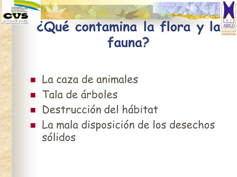¿Qué contamina la flora y la fauna