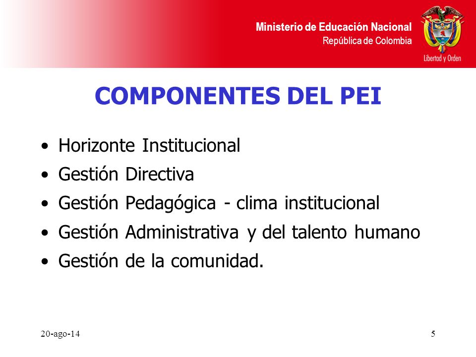 COMPONENTES DEL PEI Horizonte Institucional Gestión Directiva