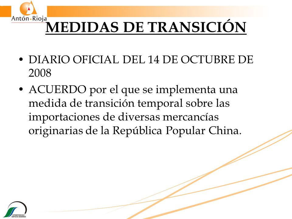 MEDIDAS DE TRANSICIÓN DIARIO OFICIAL DEL 14 DE OCTUBRE DE 2008