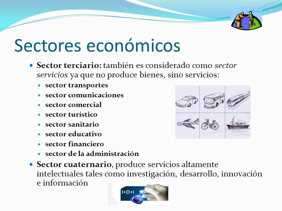 Sectores económicos Sector terciario: también es considerado como sector servicios ya que no produce bienes, sino servicios: