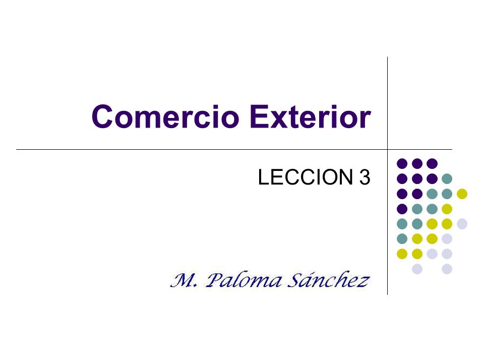Comercio exterior. Prof. M. Paloma Sánchez LECCION 3