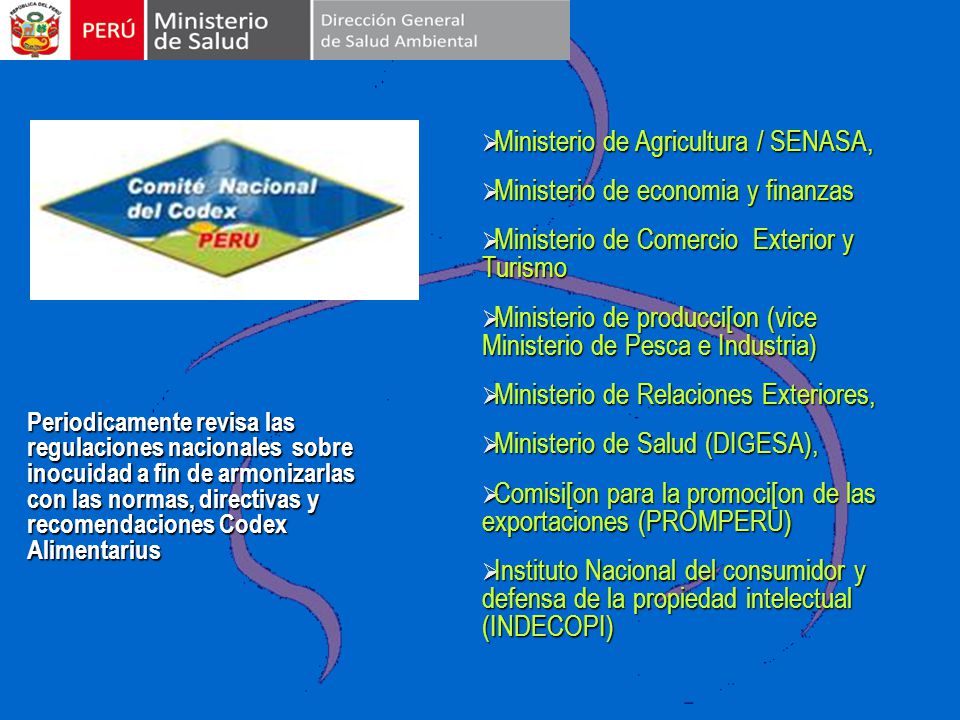 Ministerio de Agricultura / SENASA, Ministerio de economia y finanzas