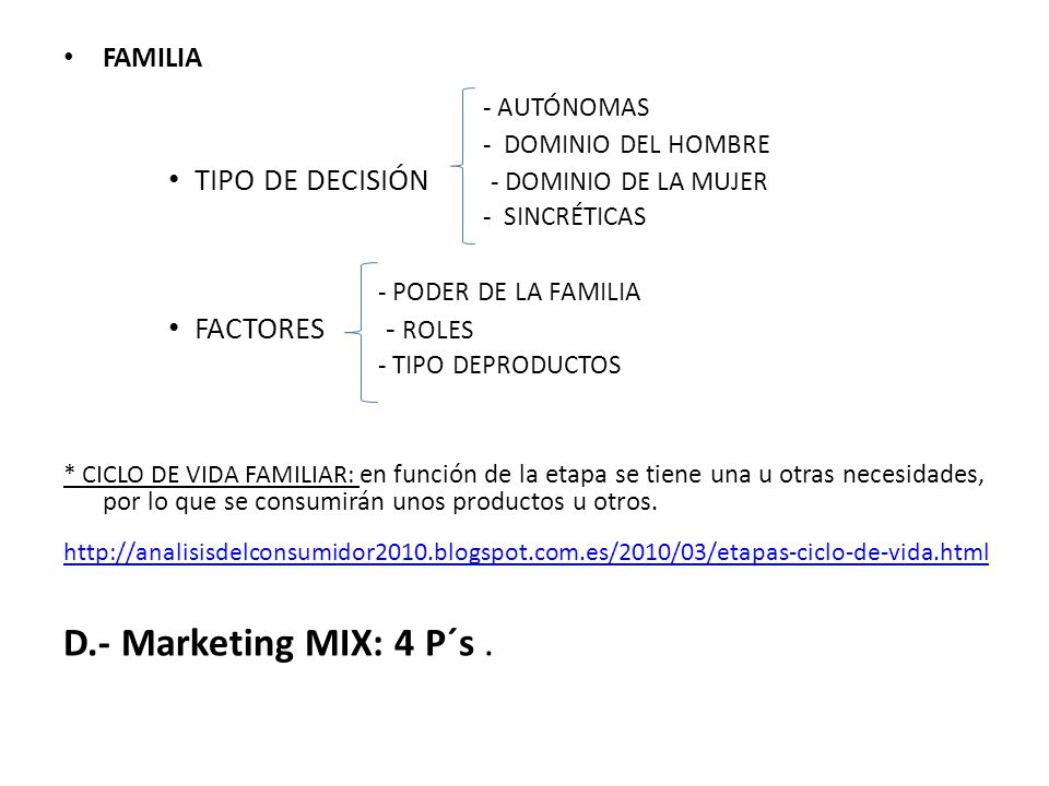 - AUTÓNOMAS D.- Marketing MIX: 4 P´s .