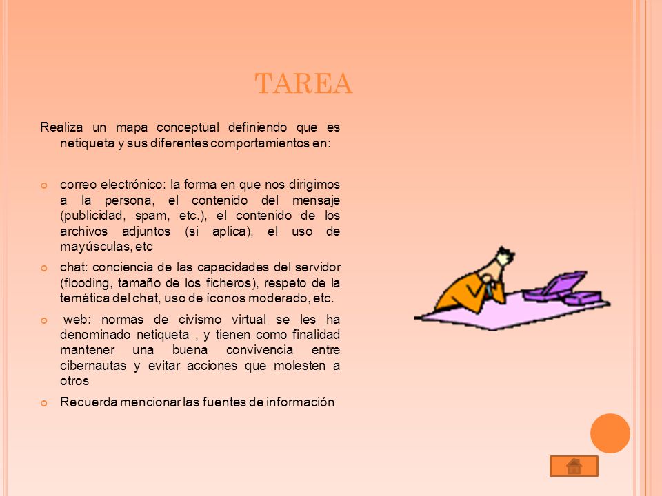 TAREA Realiza un mapa conceptual definiendo que es netiqueta y sus diferentes comportamientos en: