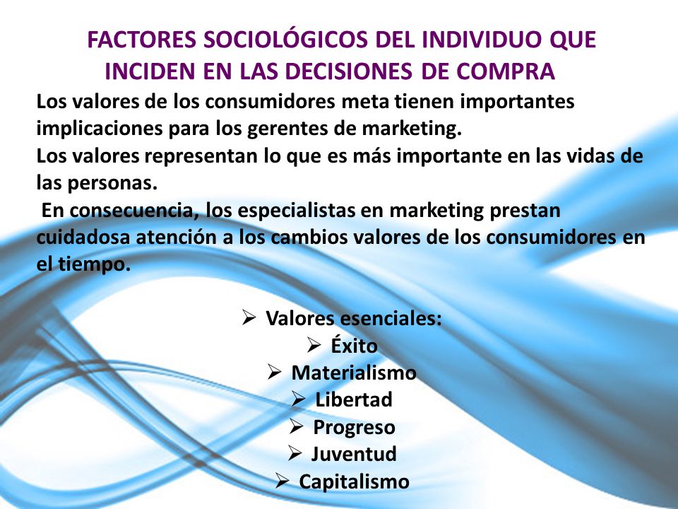 FACTORES SOCIOLÓGICOS DEL INDIVIDUO QUE INCIDEN EN LAS DECISIONES DE COMPRA