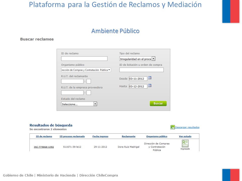 Plataforma para la Gestión de Reclamos y Mediación Ambiente Público