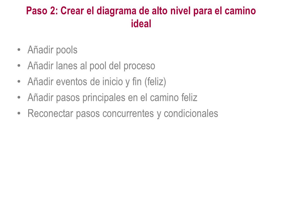 Paso 2: Crear el diagrama de alto nivel para el camino ideal