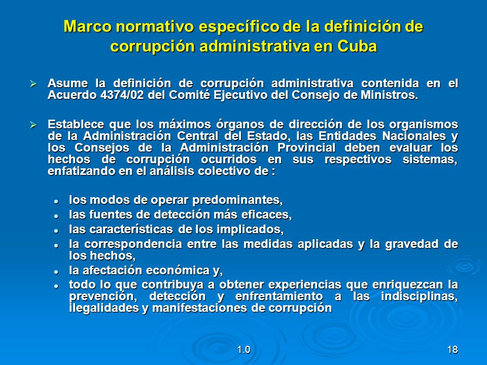 Marco normativo específico de la definición de corrupción administrativa en Cuba