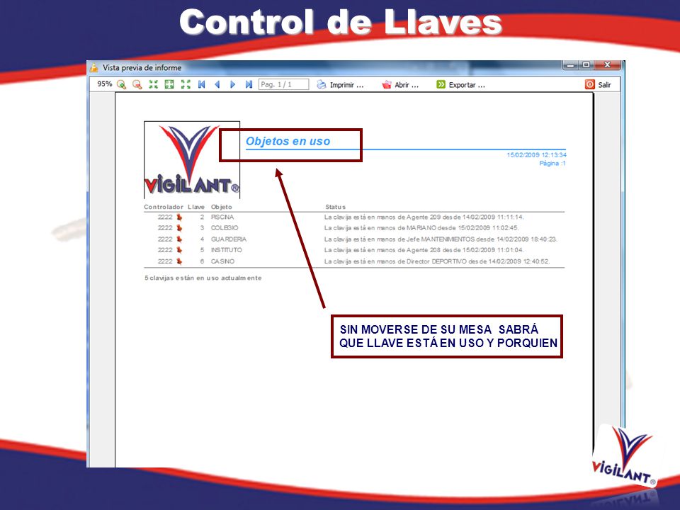 Control de Llaves . SIN MOVERSE DE SU MESA SABRÁ