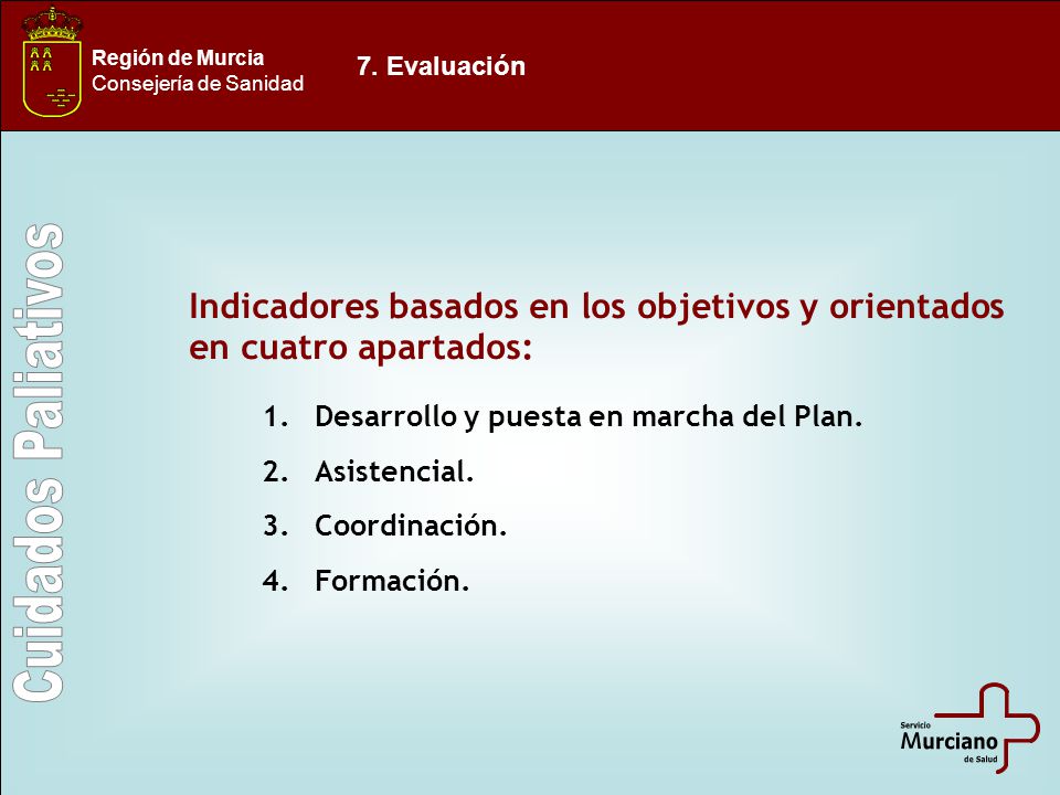Indicadores basados en los objetivos y orientados en cuatro apartados: