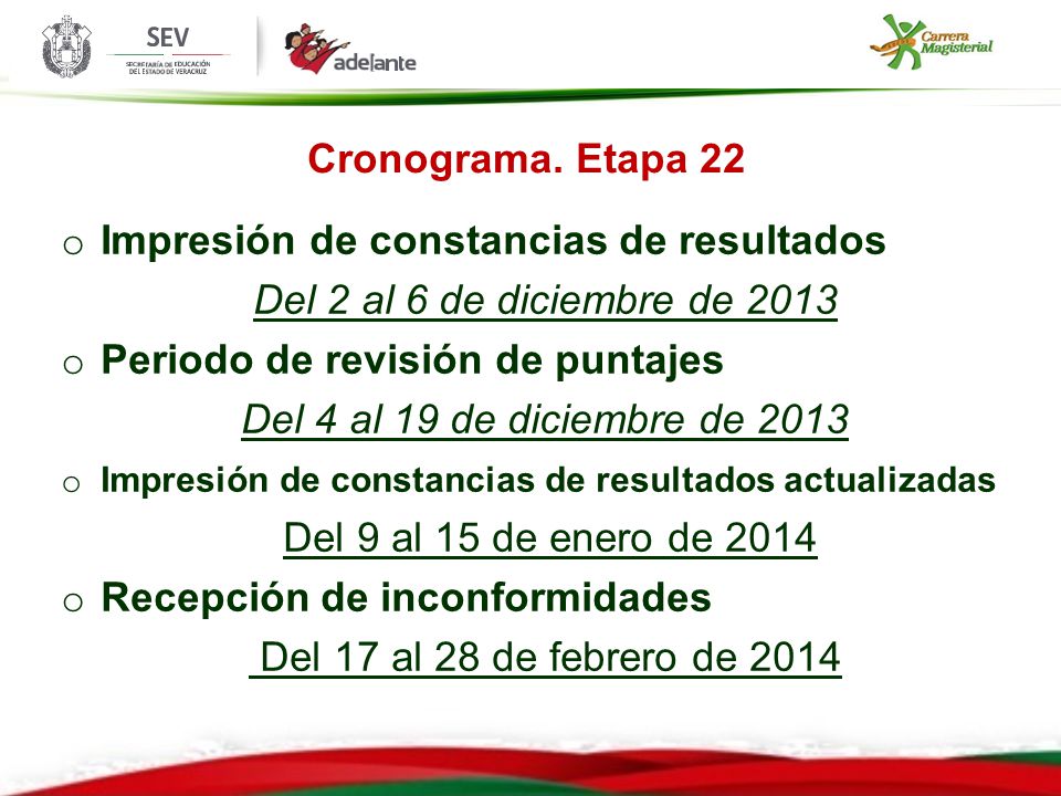 Impresión de constancias de resultados Del 2 al 6 de diciembre de 2013