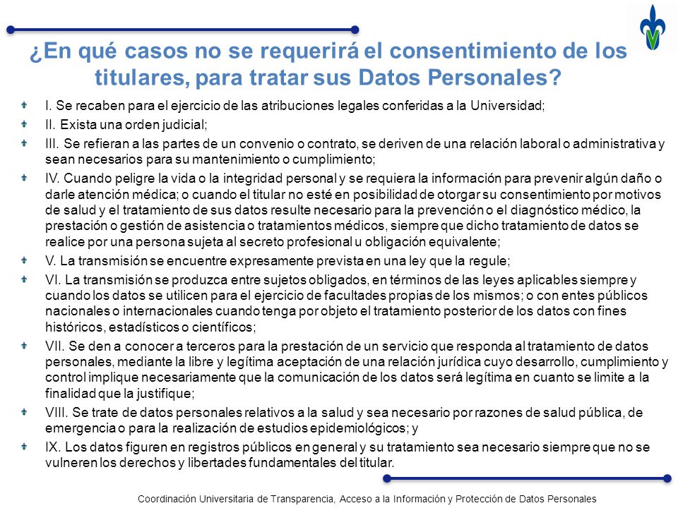 ¿En qué casos no se requerirá el consentimiento de los titulares, para tratar sus Datos Personales