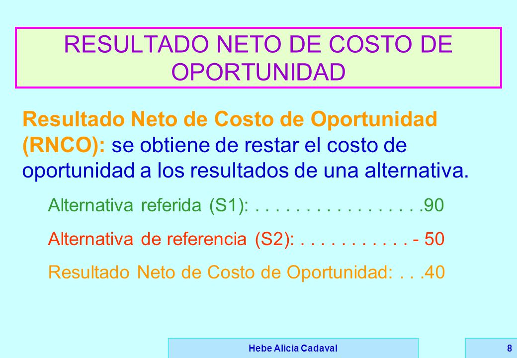 RESULTADO NETO DE COSTO DE OPORTUNIDAD