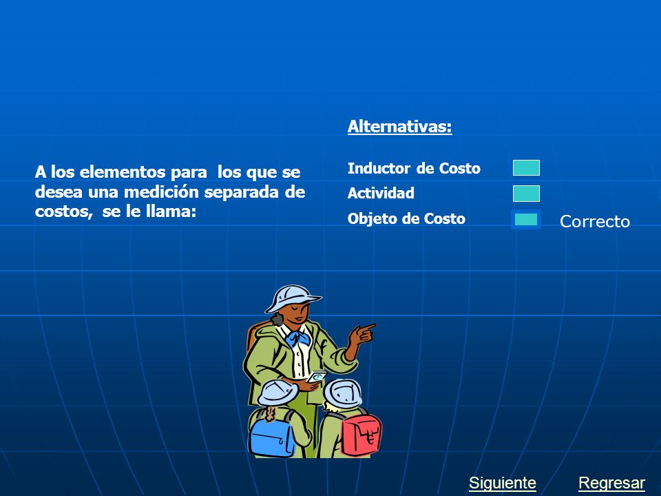 Alternativas: A los elementos para los que se desea una medición separada de costos, se le llama: