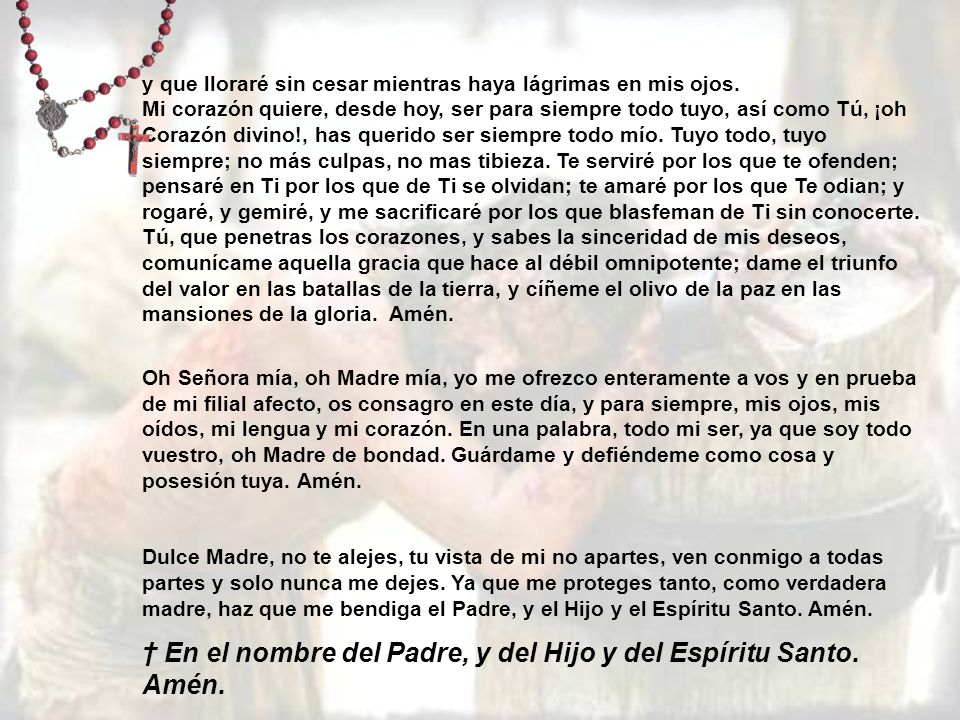 † En el nombre del Padre, y del Hijo y del Espíritu Santo. Amén.