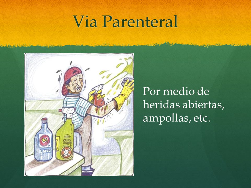 Via Parenteral Por medio de heridas abiertas, ampollas, etc.