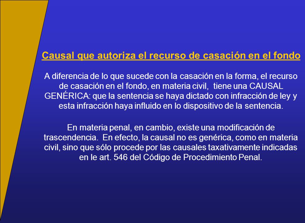 Causal que autoriza el recurso de casación en el fondo