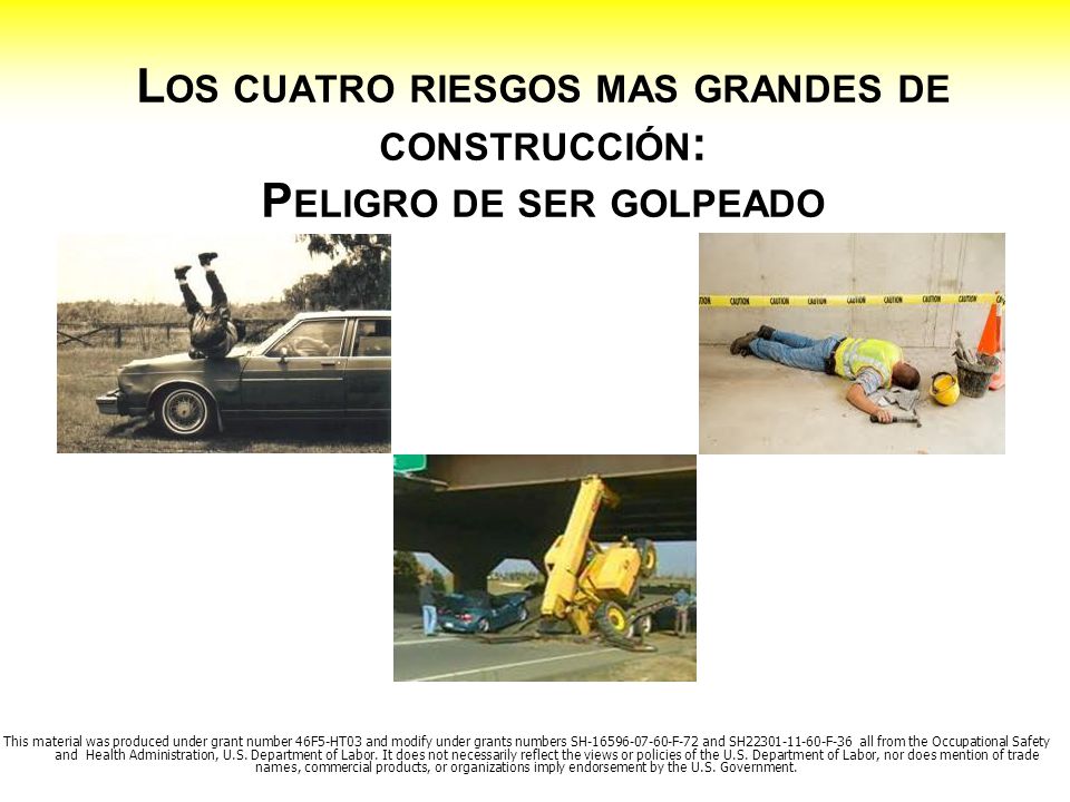 Los cuatro riesgos mas grandes de construcción: Peligro de ser golpeado