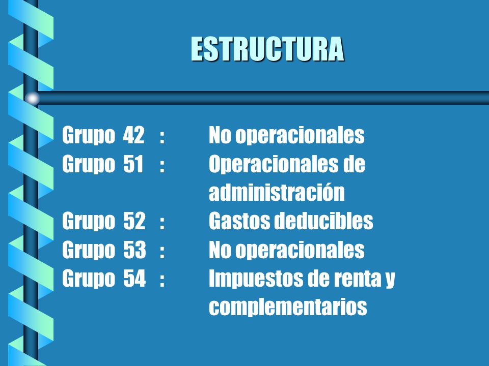 ESTRUCTURA Grupo 42 : No operacionales Grupo 51 : Operacionales de