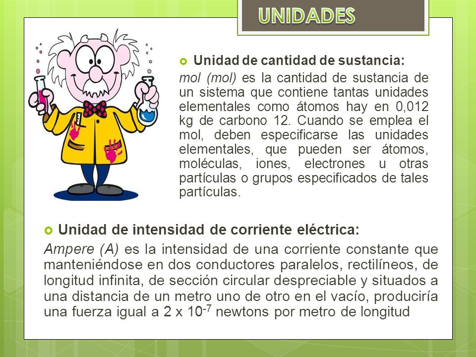 UNIDADES Unidad de intensidad de corriente eléctrica: