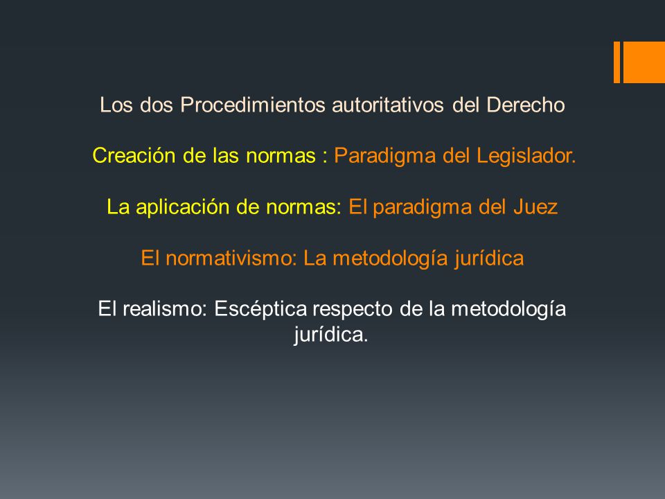 Los dos Procedimientos autoritativos del Derecho Creación de las normas : Paradigma del Legislador.