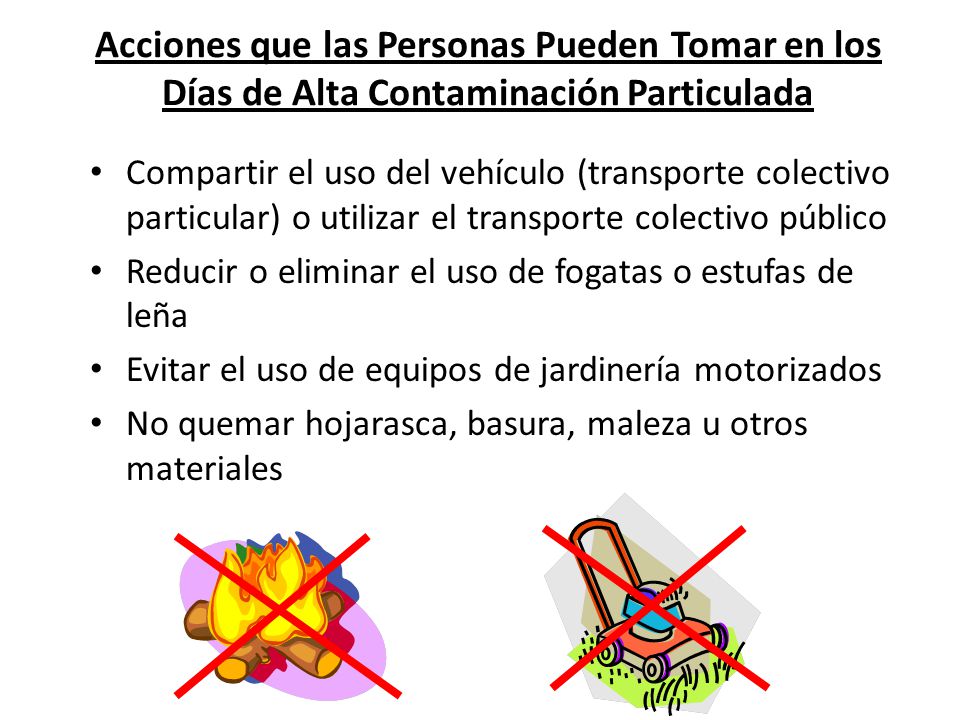 Acciones que las Personas Pueden Tomar en los Días de Alta Contaminación Particulada