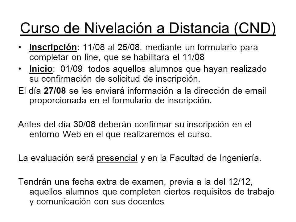 Curso de Nivelación a Distancia (CND)