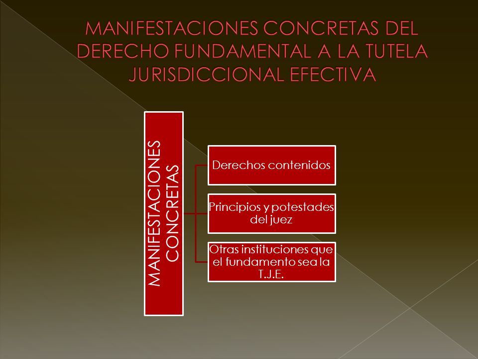 MANIFESTACIONES CONCRETAS DEL DERECHO FUNDAMENTAL A LA TUTELA JURISDICCIONAL EFECTIVA