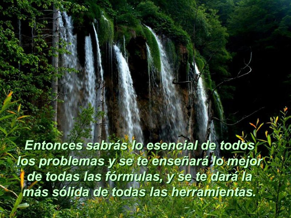 Entonces sabrás lo esencial de todos los problemas y se te enseñará lo mejor de todas las fórmulas, y se te dará la más sólida de todas las herramientas.