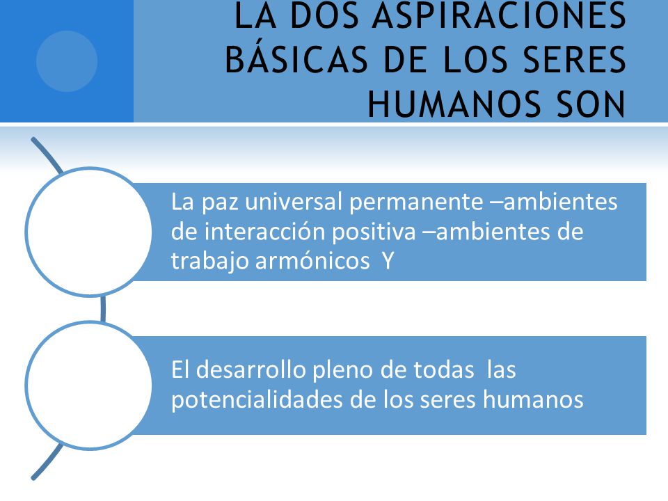 LA DOS ASPIRACIONES BÁSICAS DE LOS SERES HUMANOS SON
