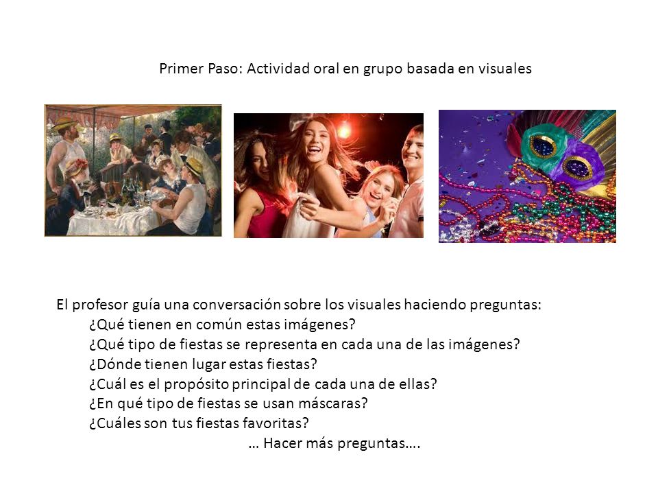Primer Paso: Actividad oral en grupo basada en visuales