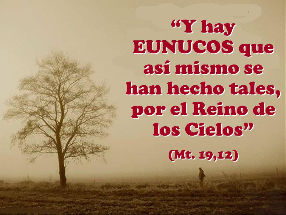 Y hay EUNUCOS que así mismo se han hecho tales, por el Reino de los Cielos