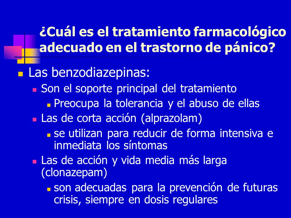 ¿Cuál es el tratamiento farmacológico adecuado en el trastorno de pánico