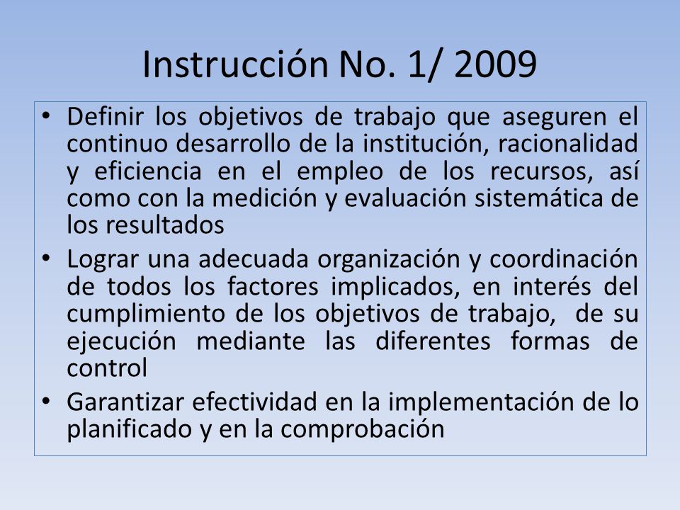 Instrucción No. 1/ 2009