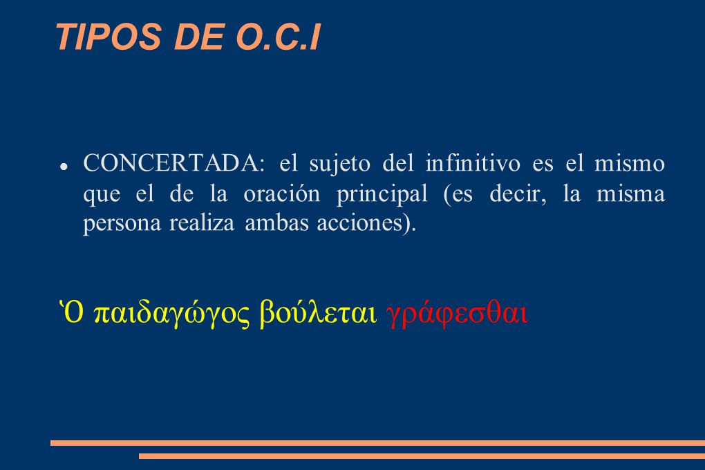 TIPOS DE O.C.I Ὁ παιδαγώγος βούλεται γράφεσθαι