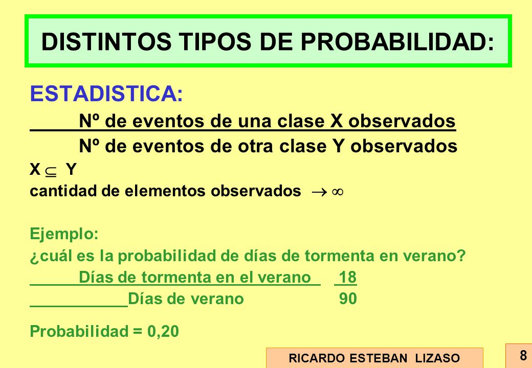 DISTINTOS TIPOS DE PROBABILIDAD: