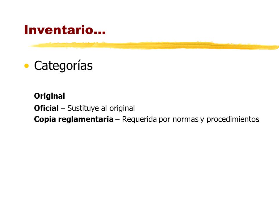 Inventario… Categorías Original Oficial – Sustituye al original