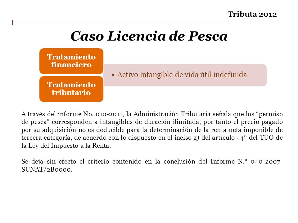 Tratamiento financiero Tratamiento tributario
