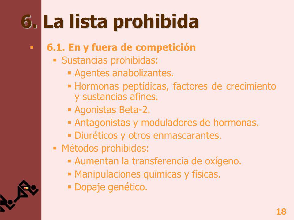 6. La lista prohibida 6.1. En y fuera de competición
